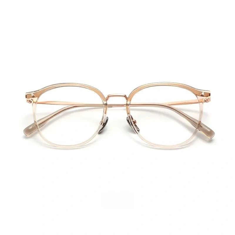 Round Pantone Combination Frames Vintage TR and Titanium Eyeglasses for Daily Aesthetic