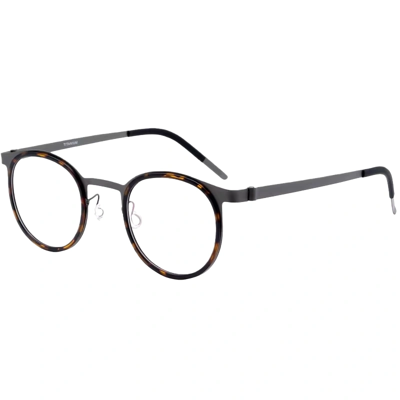 Pantos Round Retro Acetate-Inner-Rim Titanium Eyeglasses for Professional Business & Casual Chic